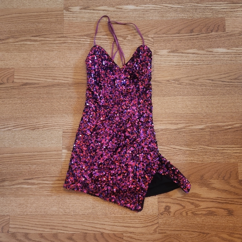 EUC For Lover & Lemons Showtime Sequin Strappy Mini Dress, Size XS